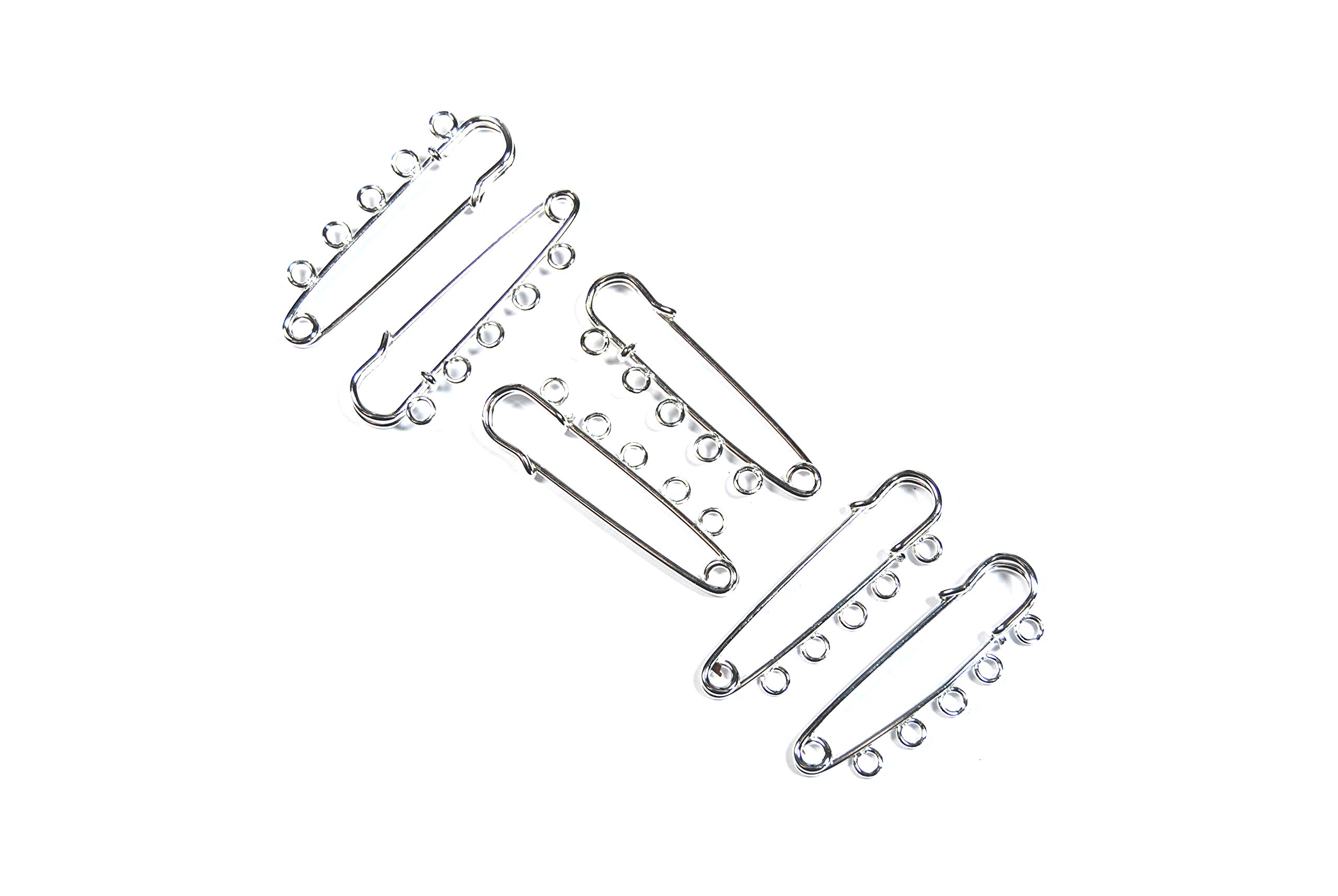 Celloexpress Platinum 50Mm (With Rings) Kilt Pins Brooch Various Style & Size Stitch Metal Coat Jacket (, Pack Of 10)