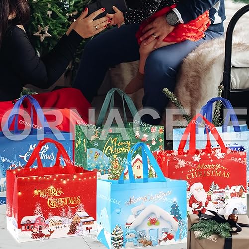 Miniatura 6 de 8 bolsas de regalo de Navidad bronceadoras, bolsas de Navidad con asas, bolsas de regalo de Navidad, bolsas de Navidad multifuncionales no tejidas