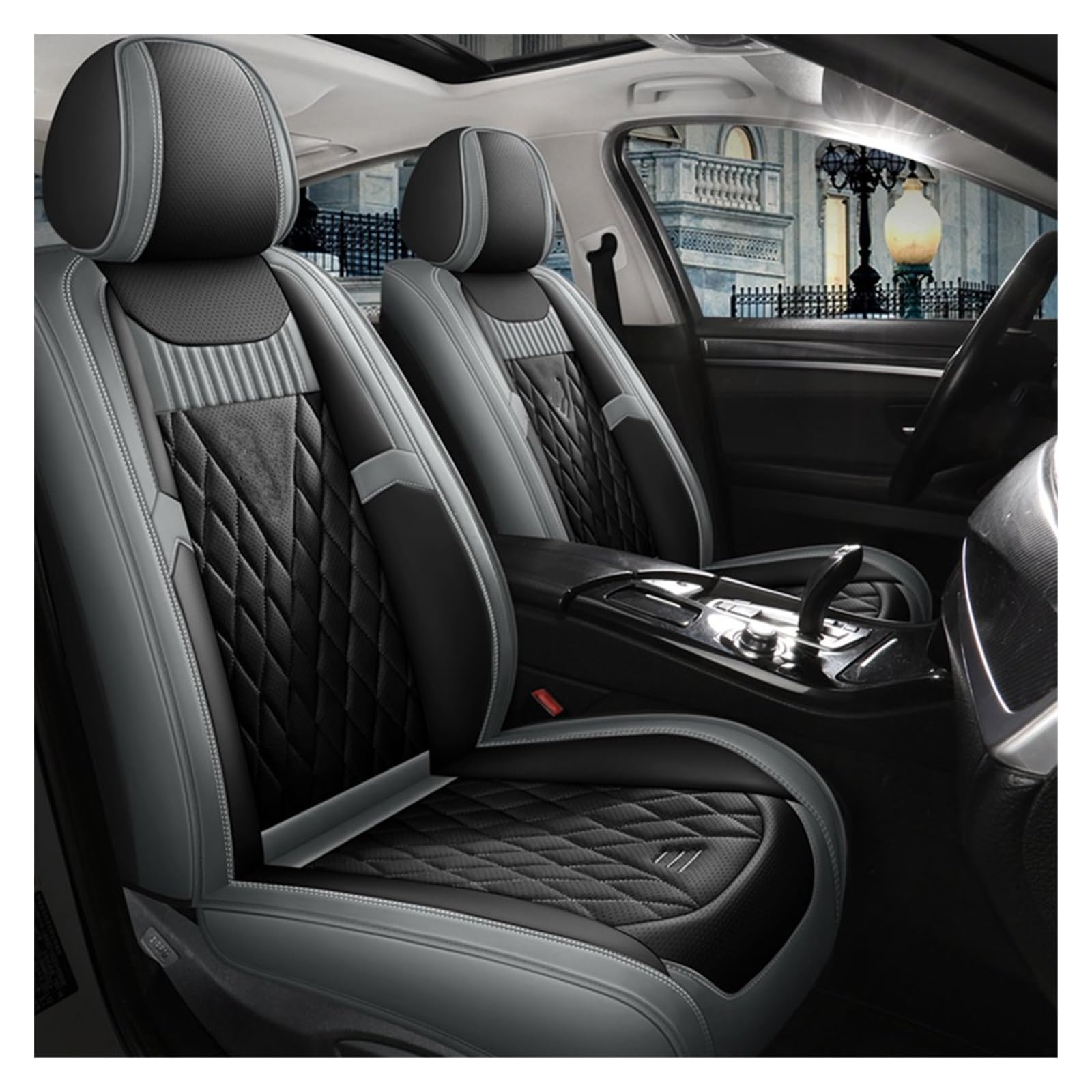 Couvre-siège en cuir Jeep Compass noir et gris finitions premium
