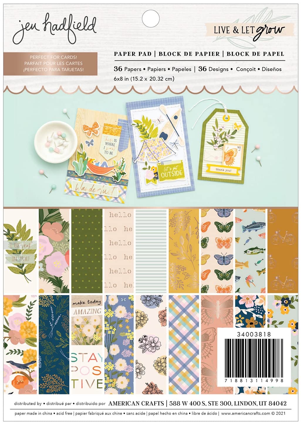 American CraftsAMC JH Live & Let Grow Paper Pad 6x8 Gold Foil