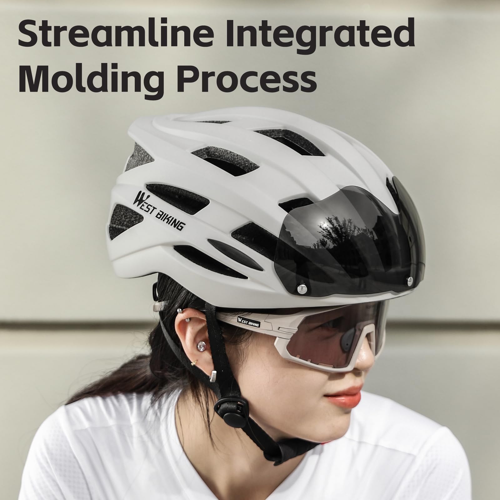 Casque de vélo réglable, Casque de vélo Urbain résistant au Soleil avec Lunettes détachables à Changement de Couleur pour Hommes et Femmes, pour Les déplacements en Plein air
