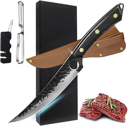 WXCOO Cuchillo de deshuesar de acero inoxidable de 6 pulgadas con sacapuntas y pelar verduras cuchillo de cocina forjado a mano cuchillos de cocina
