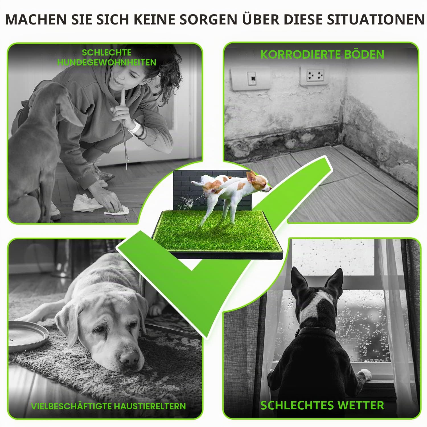 Hompet Hundeklo Hundetoilette Welpentoilette für Innen-oder Veranda, 2 Pcs Trainingsunterlage, Wiederverwendbares Hundegraspolster mit Tablett, Tragbare Hundedrüsenbox für kleine/Mittlere Hunde