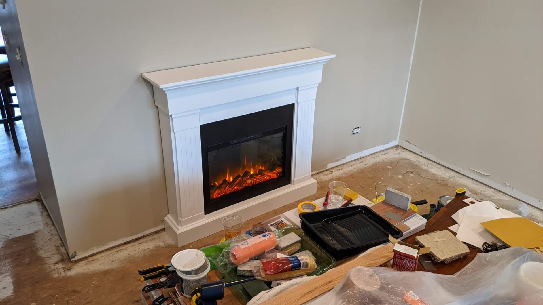 59/mo Finance Real Flame 8020EW Crawford Electric Fireplace, White