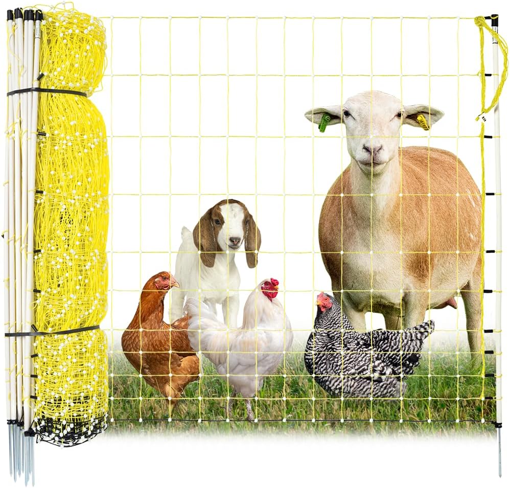 Premier 1 Portable Electric Chicken Net Fence with Built-in Posts | 42"H x 164'L | Ideal for Backyard Chickens, Ducks, Turkeys