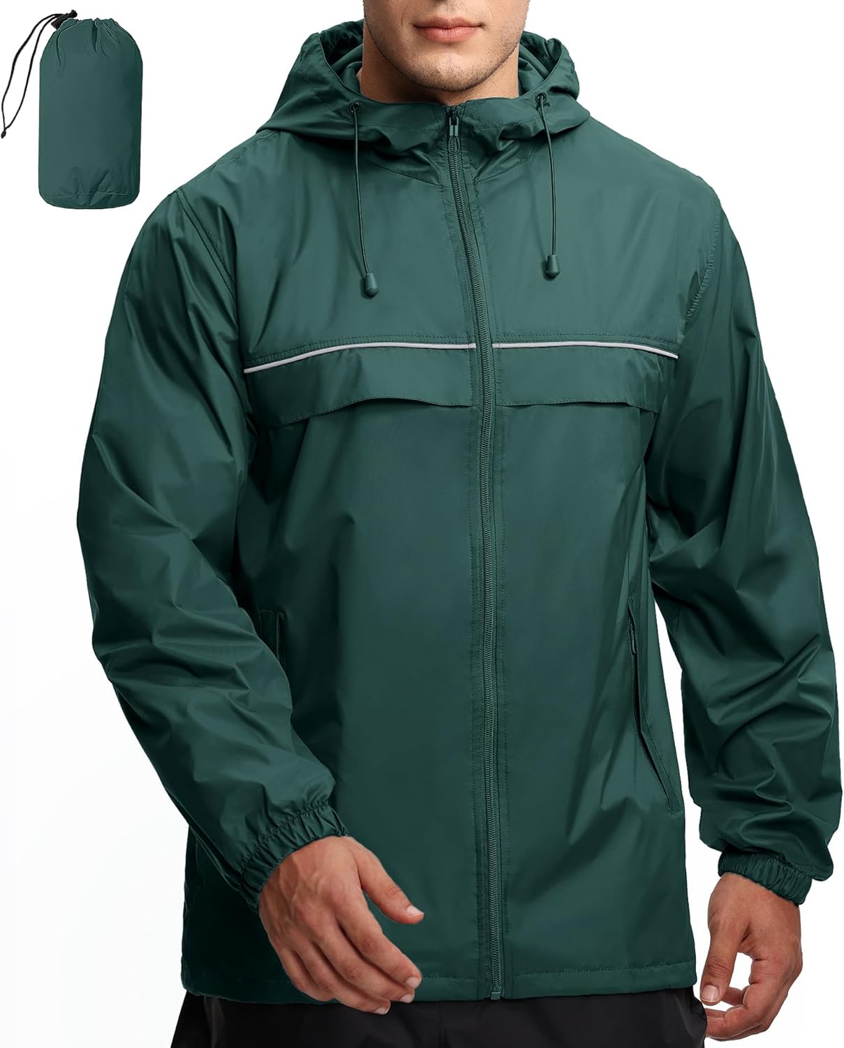 GEEK LIGHTING Mens Waterproof Hooded Rain Jacket Lightweight Raincoat for Outdoor Hiking Running Travel