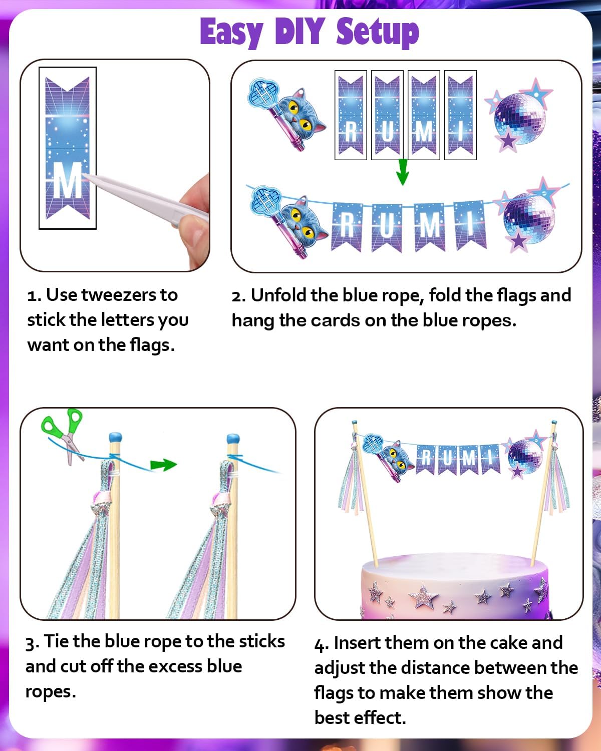 K-Pop Cake Topper – DIY Custom Name KPop Cake Banner, Kpop Cake Decoration, Personalized KPop Birthday Decoration for Music, Anime Theme Parties