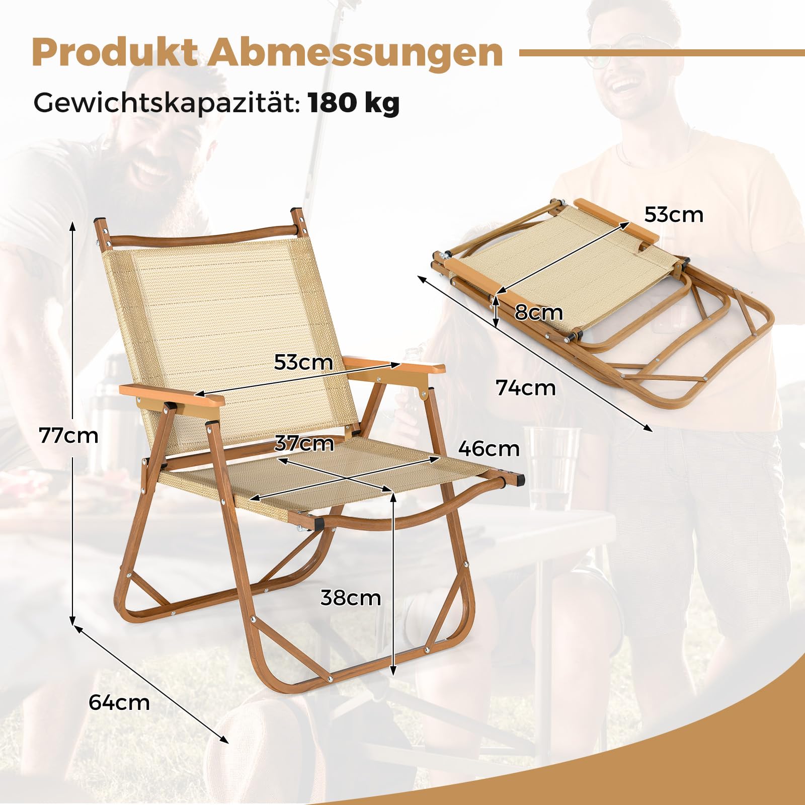 GOPLUS Zestaw 2 krzeseł kempingowych, składanych, składanych, z materiału tekstylnego, obciążenie do 180 kg, wygodne krzesło wędkarskie z szerokim siedziskiem, podłokietnikami, łatwe do przenoszenia