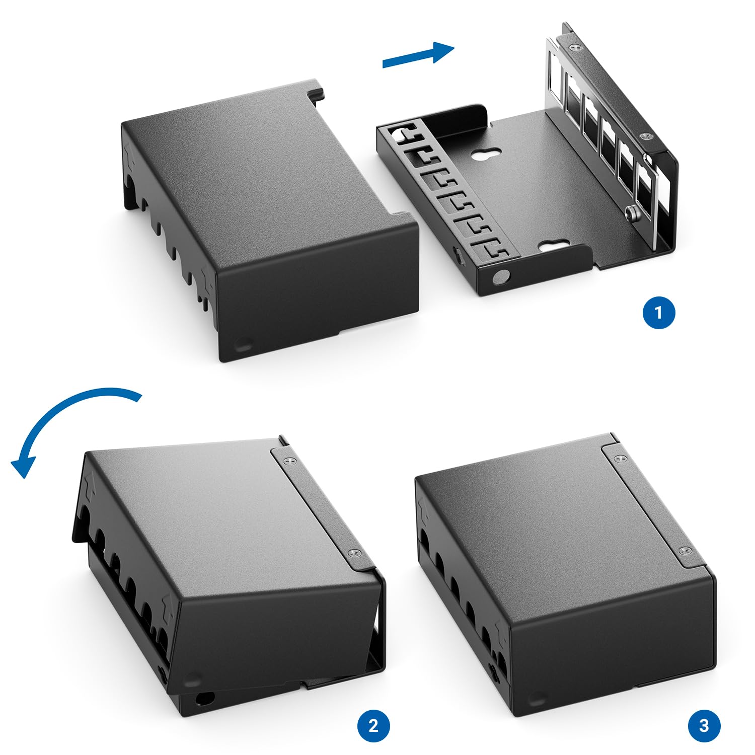deleyCON 6 Porte CAT7 Set di Pannelli Patch con 6x CAT.7 RJ45 Modulo Jack Keystone STP 10 Gbit/s - Compatibile con Cavo di Installazione CAT6 CAT6a CAT7 CAT8 Cavo di Rete Ethernet LAN DSL - Nero