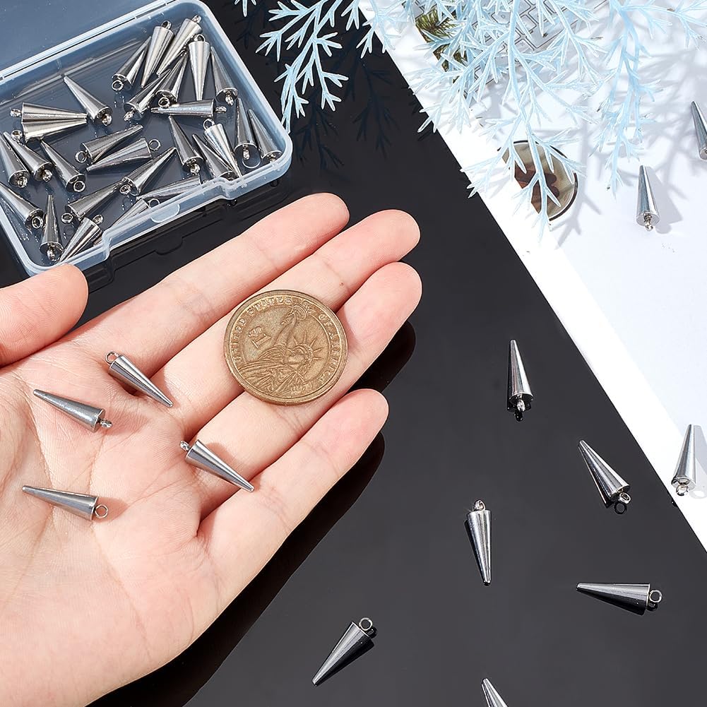 UNICRAFTALE Stainless Steel Cone & Spike Charms - Punk Style Dangle Earrings & Bracelet Charms for DIY Jewelry Making