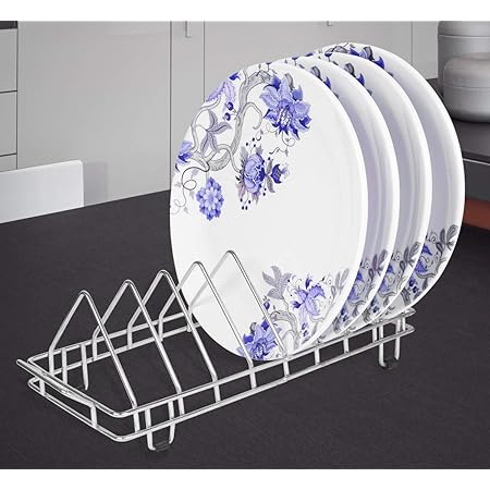 Buy EMBASSY Stainless Steel Round Plate Rack/Stand, 1-Piece, Size - 6 ...