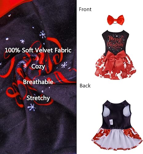 Miniatura 60 de CuteBone - Vestido de terciopelo para perros pequeños, para cachorros, ropa rosa para perros CVA02M-D