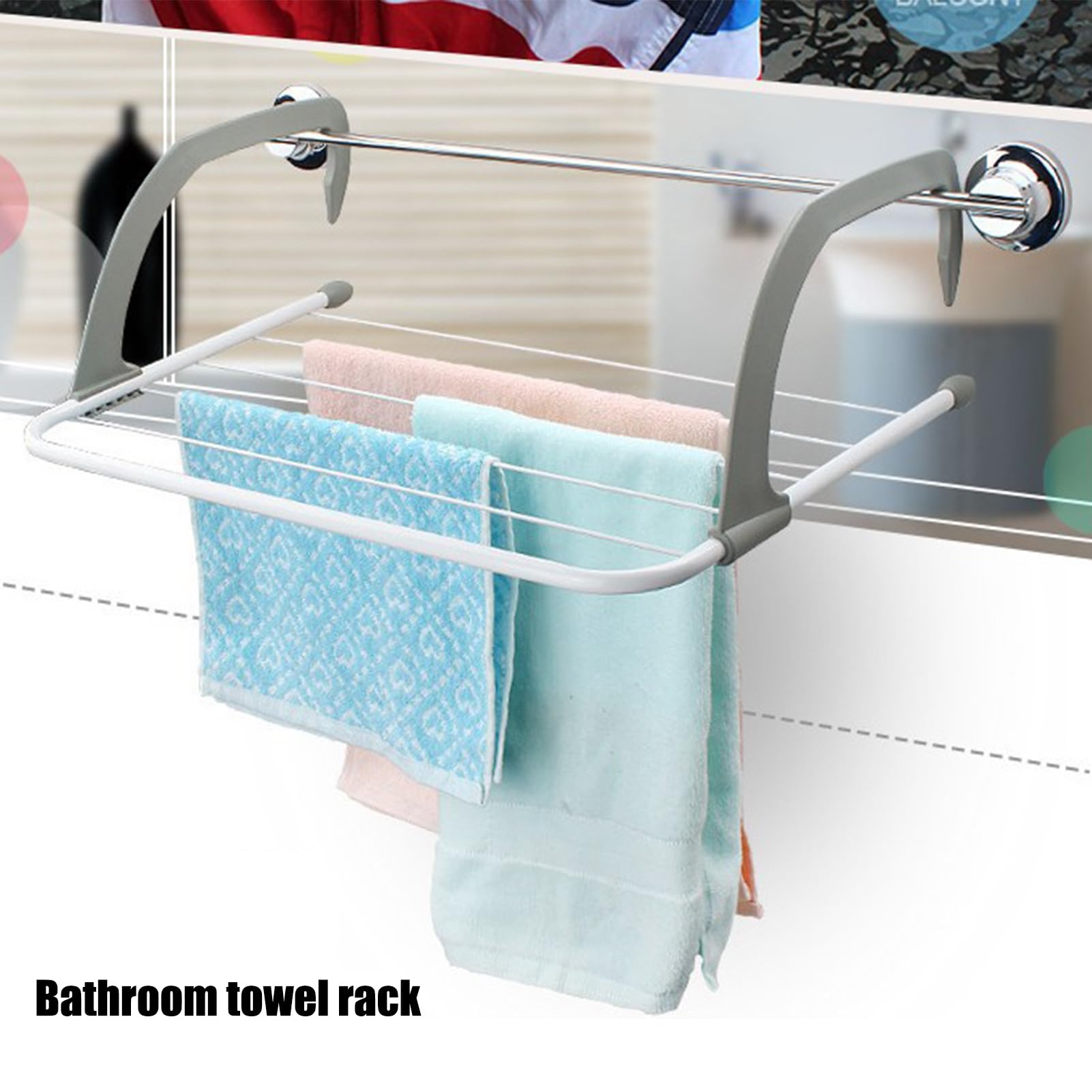 mumisuto Portable Clothes Drying Rack for Balcony, Foldable Railings Windowsill, Clothes Drying Rack Window,Folding Towel Rack,Window Hanging Drying Rack(Grey)