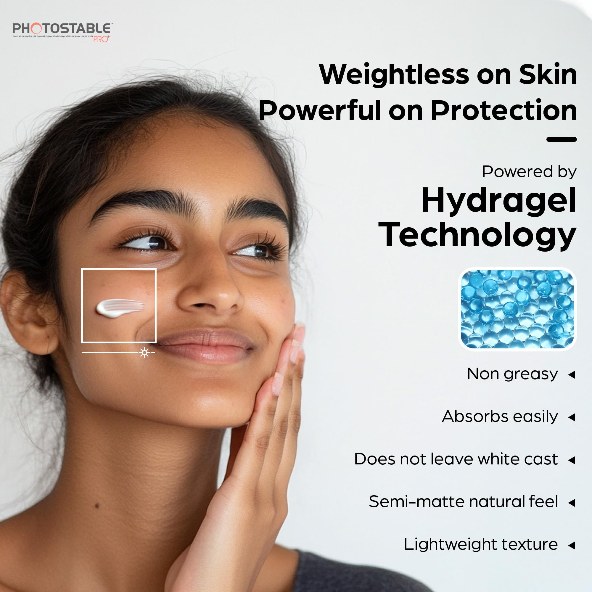 PHOTOSTABLE All Skin Sun Pharma PRO+ Sunscreen Gel, SPF 80+ & PA++++, 24-Hour UV Protection, Dermatologist-Tested Sunscreen, Lightweight Hydrogel Formula, 50g 3