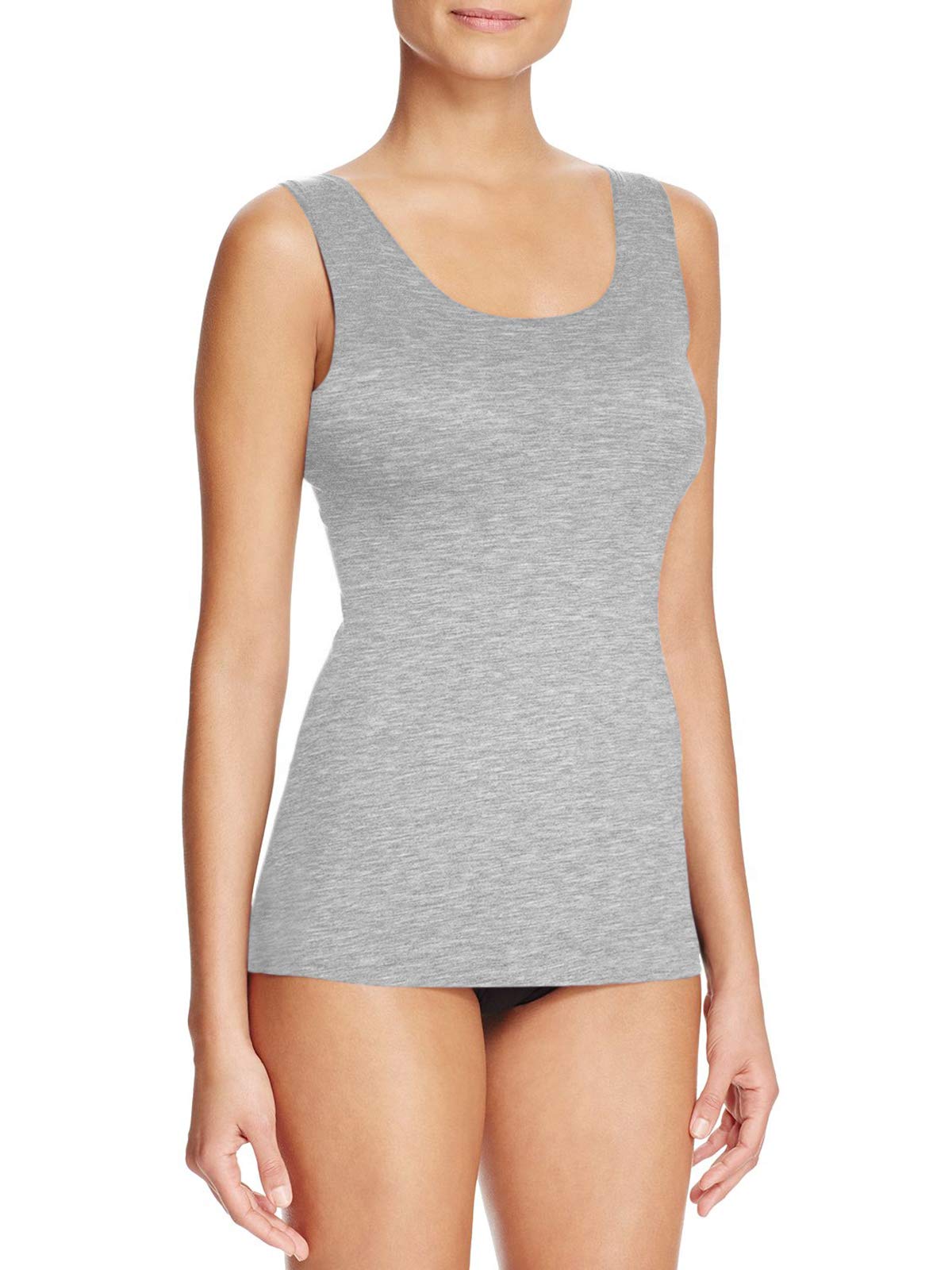 H HIAMIGOS Women's Cotton Vests Tops with Built-in Bra Wireless Shelf Bra Camisole Soft Undershirt Padded Workout Yoga Tank Top