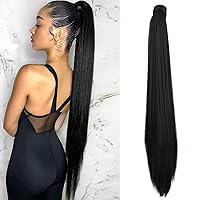Vista 12 de SEIKEA Extensión de cola de caballo con clip alrededor de la cola de caballo larga y recta, extensión de pelo sintético para mujer, 26 pulgadas