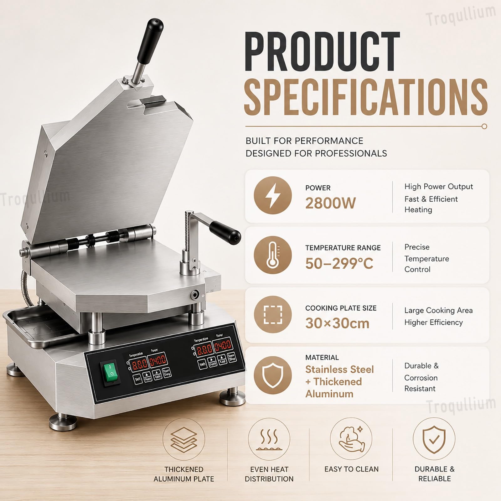 Macchina automatica per biscotti ai frutti di mare con piastra in alluminio rinforzato, controllo intelligente della temperatura per gamberetti, calamari, pesci e meduse