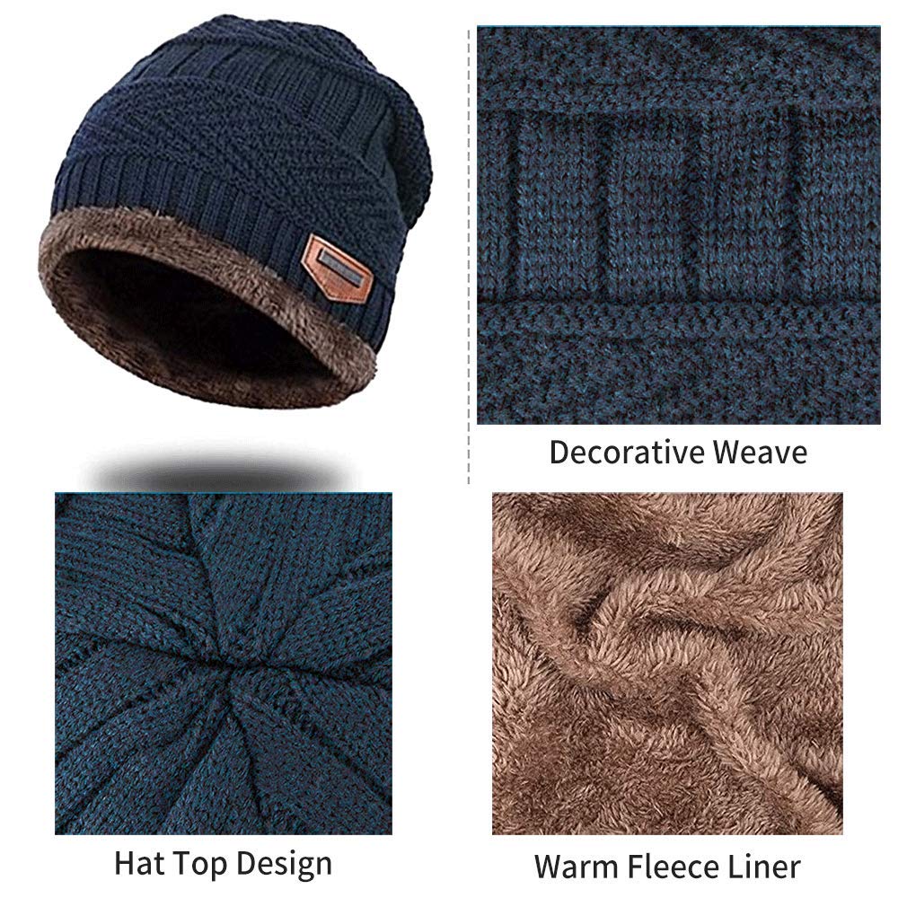 Gorro y Bufanda Niño, Conjunto Gorro y Bufanda de Punto 2 en 1, Gorro y Bufanda de Invierno con Forro Polar para Niños y Niñas
