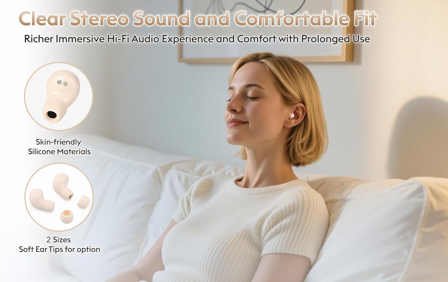 Smallest Sleep Earbuds for Side Sleepers, [Upgrade 2026 Version] Ultra-Comfort & Lightweight Wireless Mini Sleep Headphones, No Low Battery Beep Noise Isolation Ear Buds for Sleeping Working - Image 4