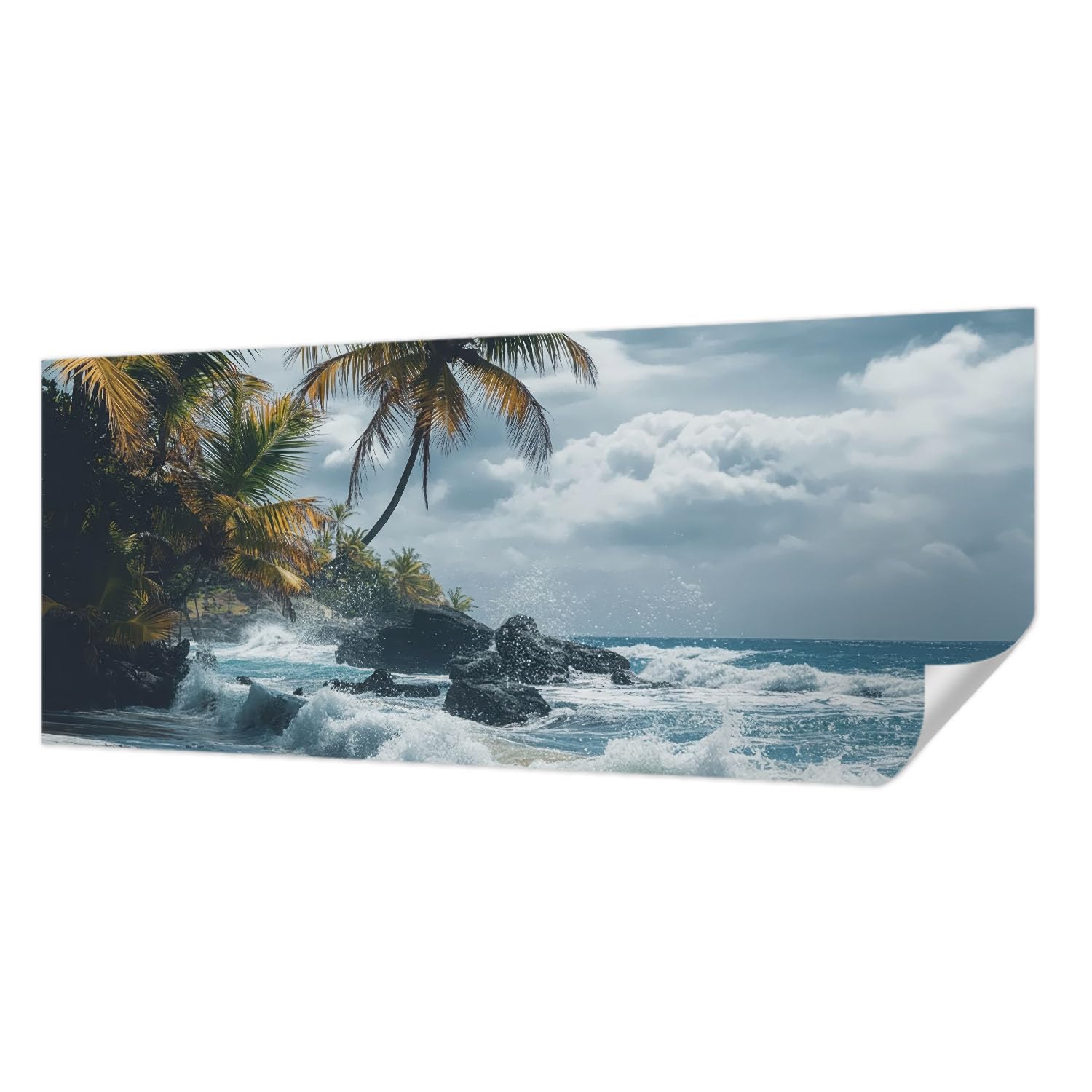 Papier peint photo autocollant chambre et salon décoration murale plage exotique 250cm