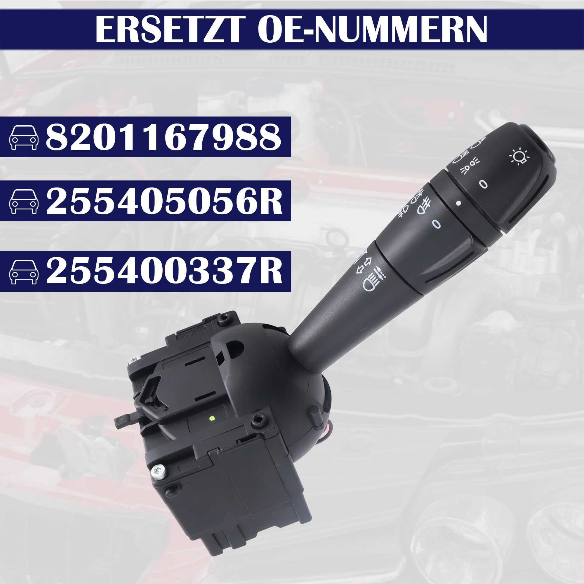 Interruttore per bastone sterzo 8201167988 compatibile con Dacia Dokker Duster Lodgy Sandero 2012-2016, interruttore combinato 255405056R