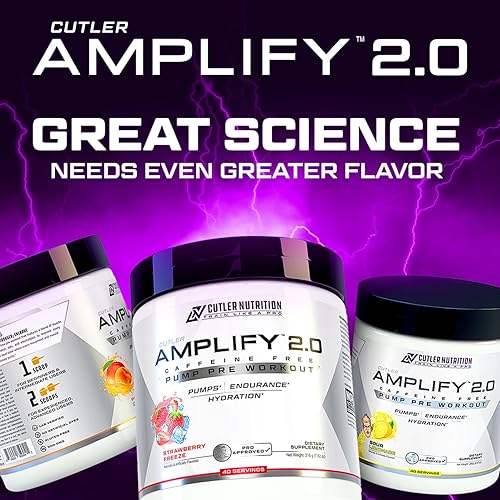 Vista 9 de Cutler Nutrition Amplify Pump Pre Entrenamiento Sin Cafeína Óxido Nítrico Booster que contiene arginina y citrulina pre-entrenamiento para bombas