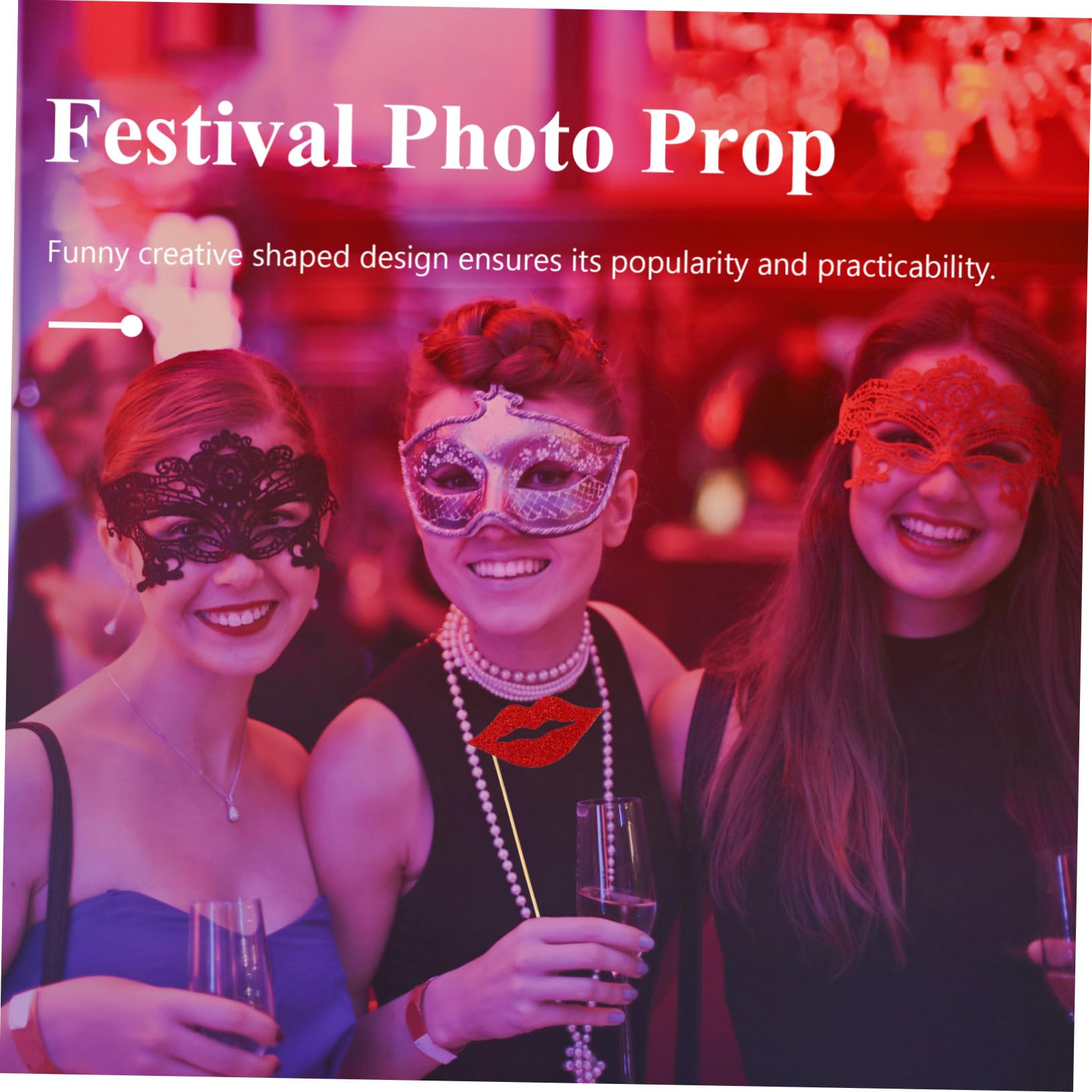 GALPADA 3 Sätze Teiliges Rote Und Pinke Lippen Fotorequisiten Mit Stiel Wiederverwendbare Party Photo Props Für Hochzeitsfeiern Geburtstage Fotokabinen Und Selfie Themen 40 Stück * 3