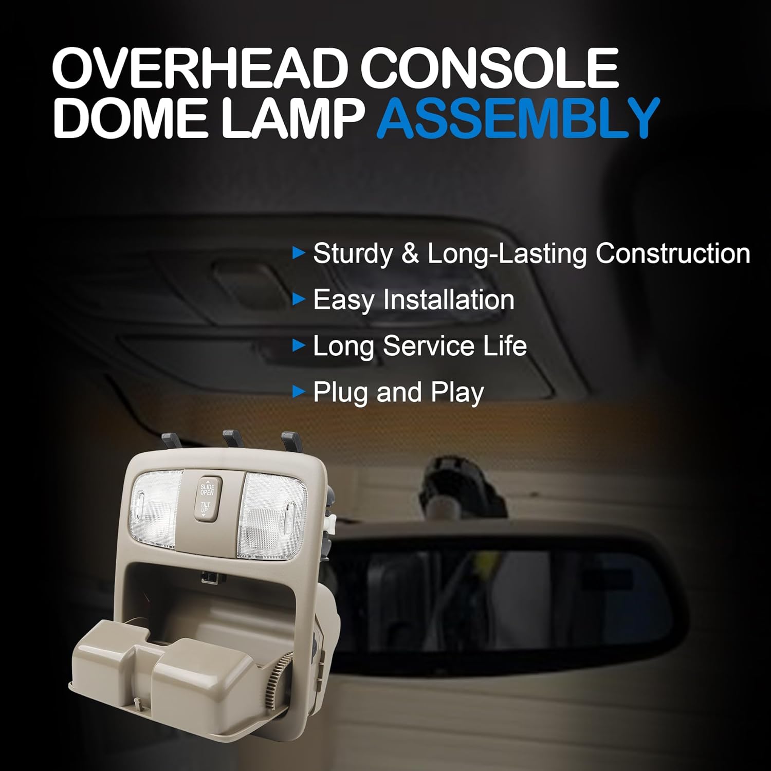 Overhead Console Dome Map Light Compatible with Toyota Camry 2002-2006 Toyota 4Runner 2003-2009 Interior Roof Reading Lamp with Sunroof Switch Replaces 825672 VG7621