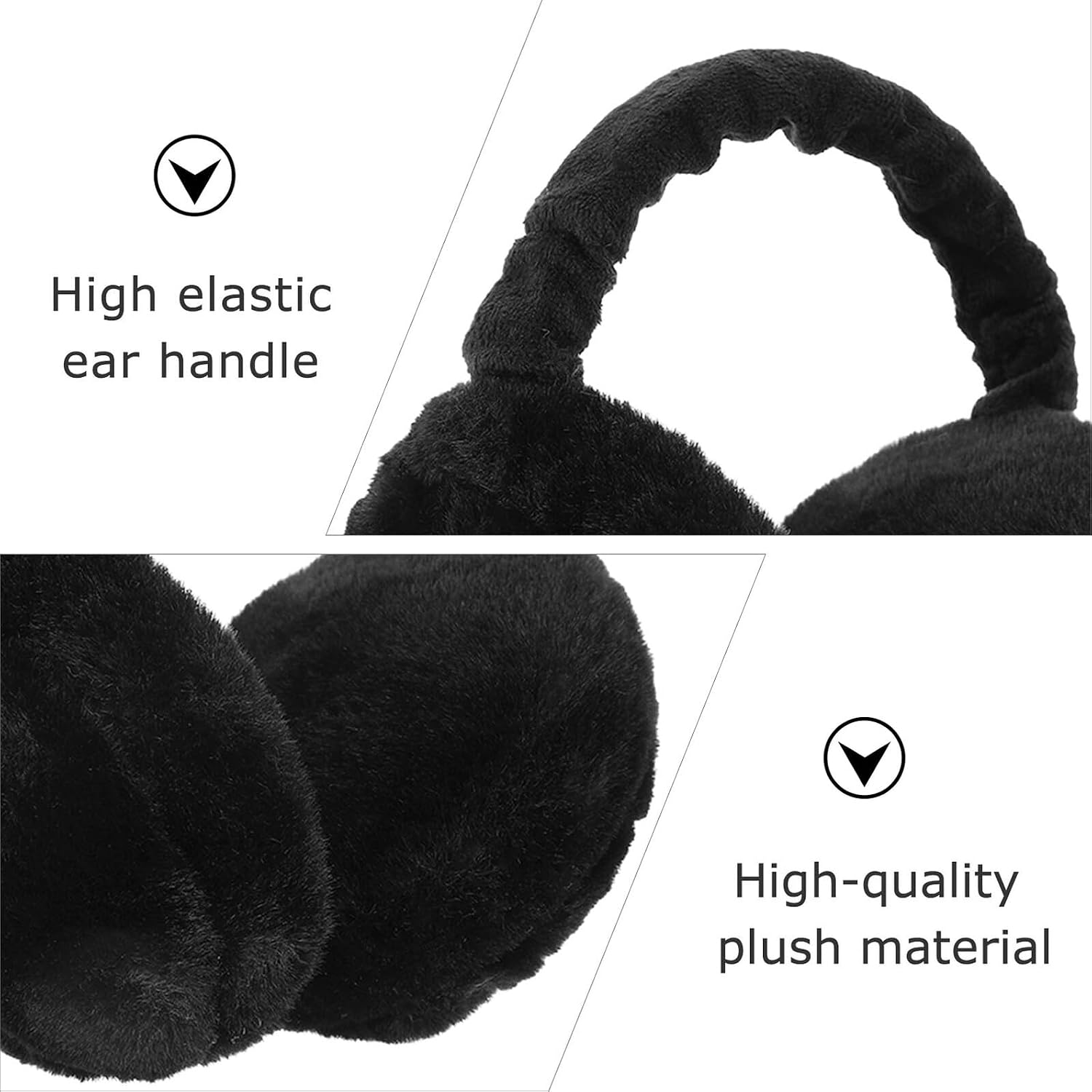 2pcs Solid Color Folding Winter Earmuffs Plush Ear Warmer for Men Women Soft Warm Ear Covers for Cold Weather and Comfortable Pink and Black