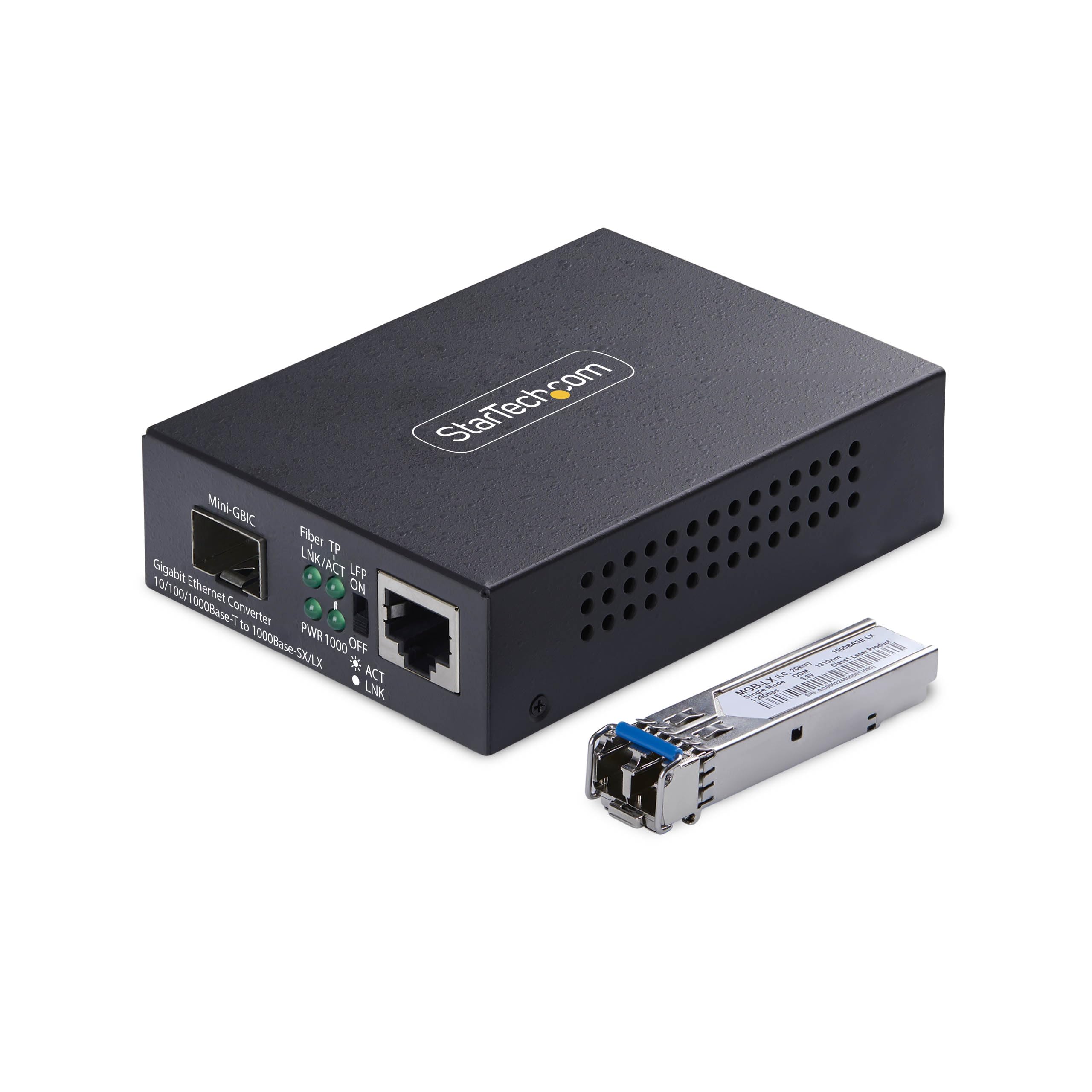 StarTech Gigabit Singlemode (SM) LC Fiber Media Converter, 10/100/1000 Mbps, 40km, RJ45 to LC, Full Metal, TAA Compliant StarTech+Gigabit+Singlemode+(SM)+LC+Fiber+Media+Converter%2c+10%2f100%2f1000+Mbps%2c+40km%2c+RJ45+to+LC%2c+Full+Metal%2c+TAA+Compliant