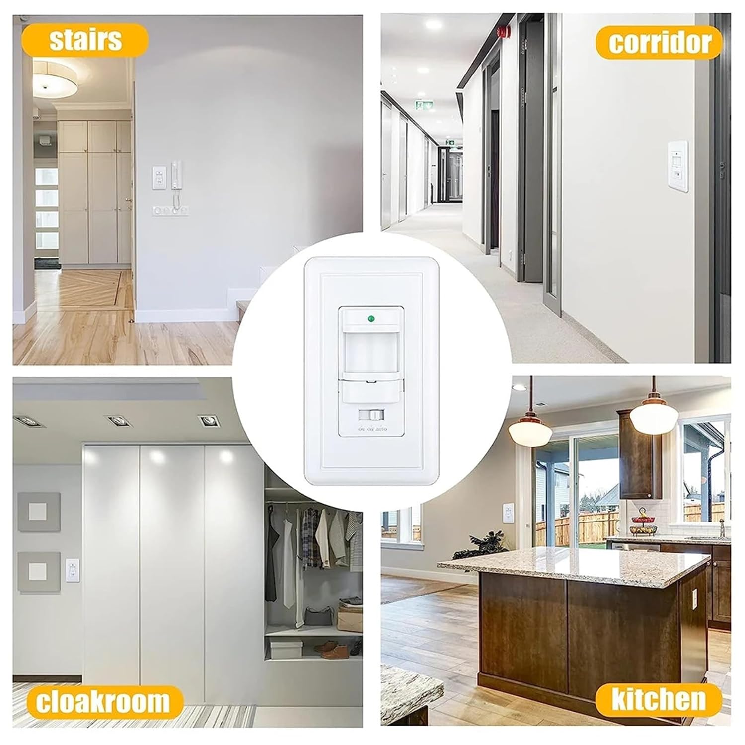 in-Wall PIR Motion Sensor Light Switch 180°View Occupancy Sensor Switch Auto ON/Off Wall Sensor Switch Single Pole Neutral Wire