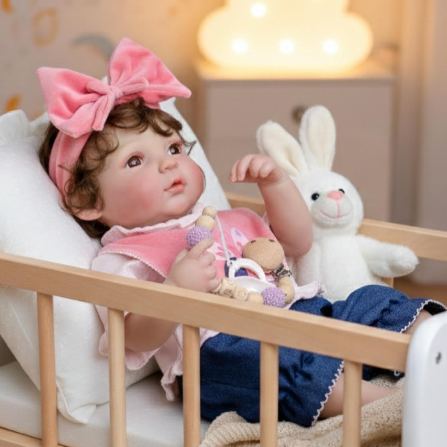 20-Inch Reborn Baby Doll, Cute Realistic Newborn Baby Doll with Hand-Rooted Hair, Poseable Full-Body Vinyl Baby Dolls for 3+ Ages, Room Decor, Birthday Gifts, Collectible (Pink)