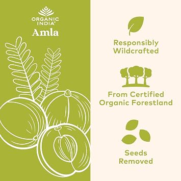 ORGANIC INDIA Amalaki Herbal Vitamin Supplement - Immune Support, Vitamin C, Vegan, Gluten-Free, Kosher, Ayurvedic, Antioxidant, USDA Certified Organic, Non-GMO - 90 Capsules