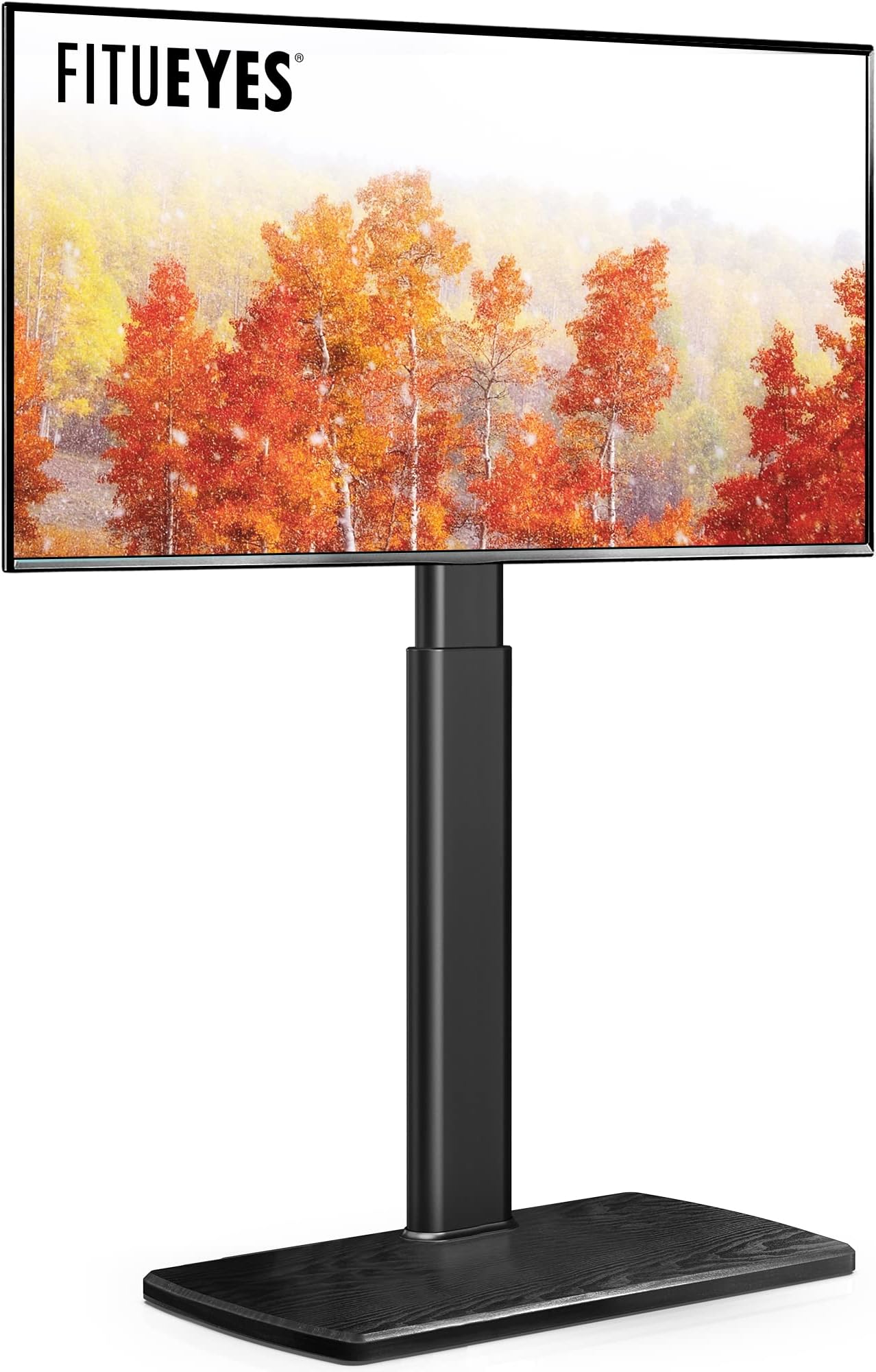 FITUEYES TV Stand with 20mm Wood Base for 32-70 Inch TV, Tall TV Floor Stand with 60° Swivel & 6 Height Adjustment, Cantilever TV Mount Stand Max VESA 600x400mm Holds 40kg