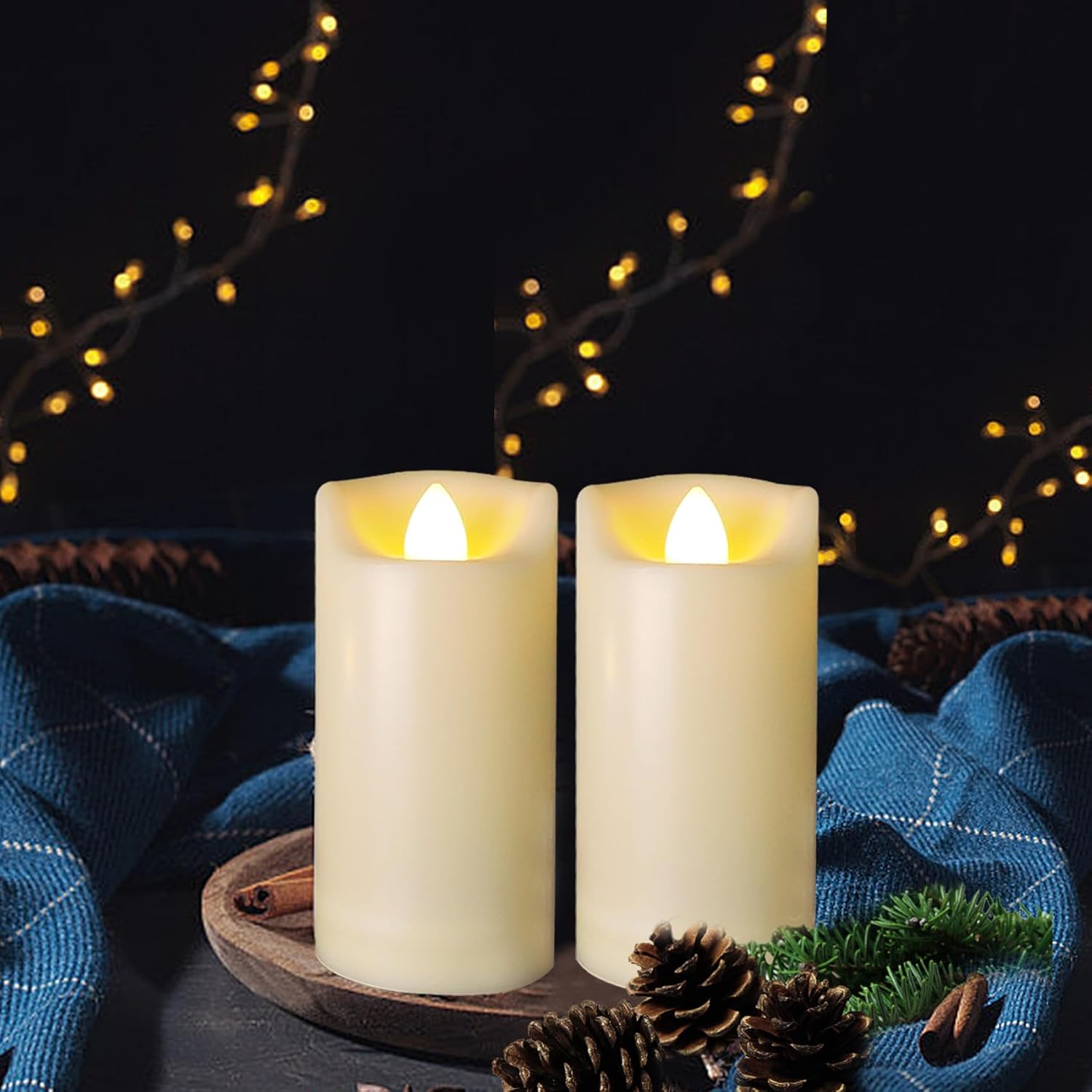 LED Battery Operated Candles 2"x4" Plastic Flickering Flameless Candles with Timer Outdoor Waterproof Wedding Party Halloween Christmas Birthday Decoration Gifts Realistic Slim Tall Pillar Candles