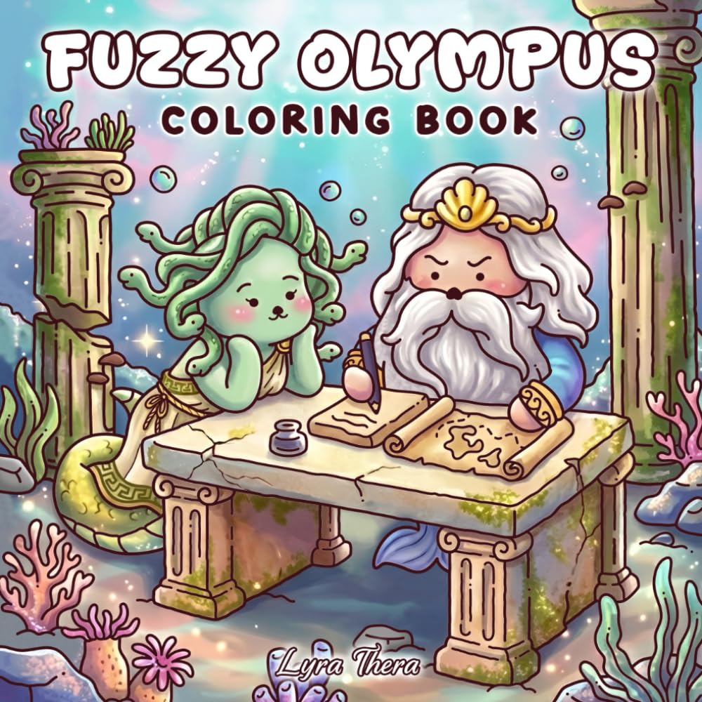 Fuzzy Olympus: Coloring Book for Adults and Teens with Relaxing Greek Mythology Scenes and Adorable Characters