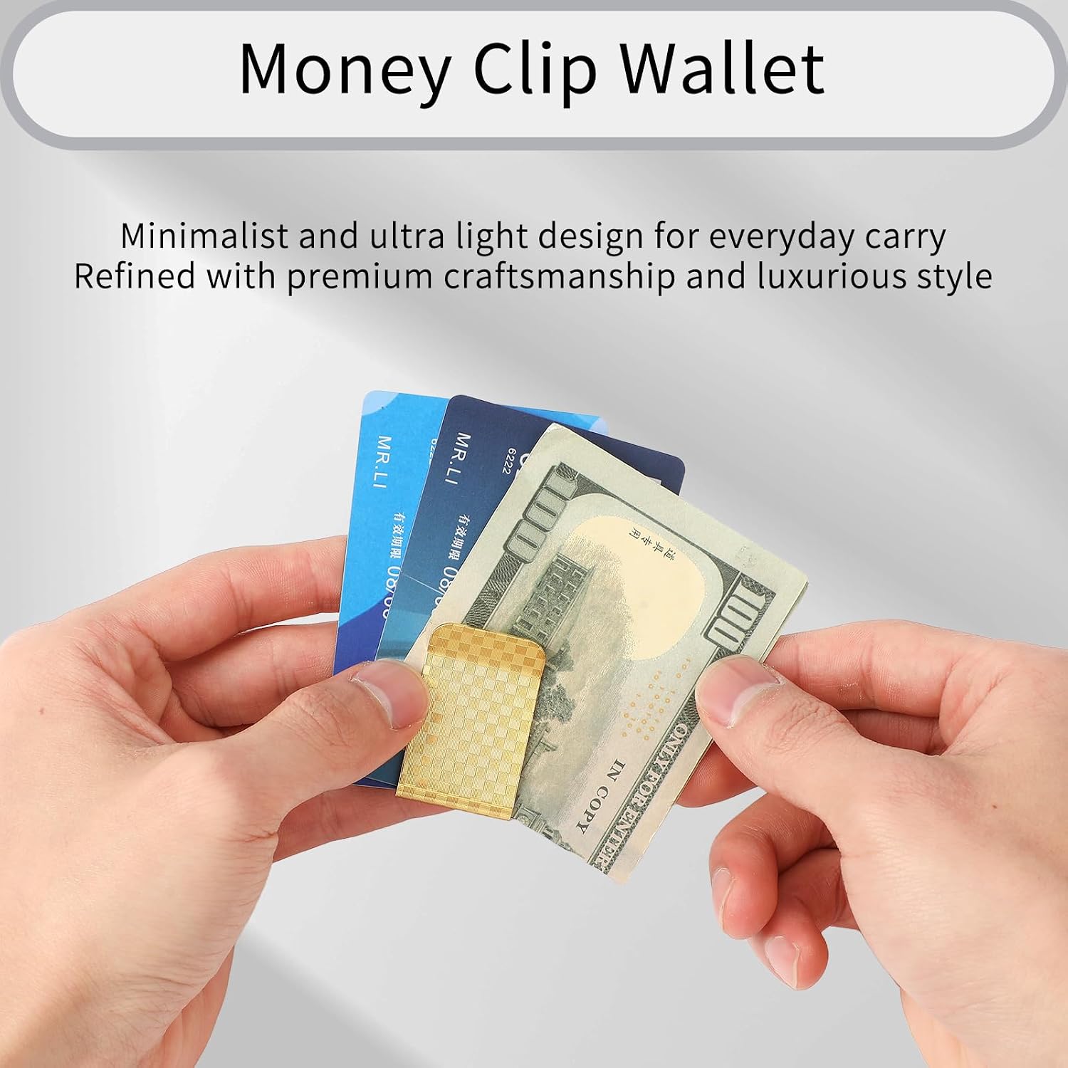 Men's Slim Carbon Fiber Money Clip Minimalist Pocket Cash Wallet for Men Credit Card Holder image 3