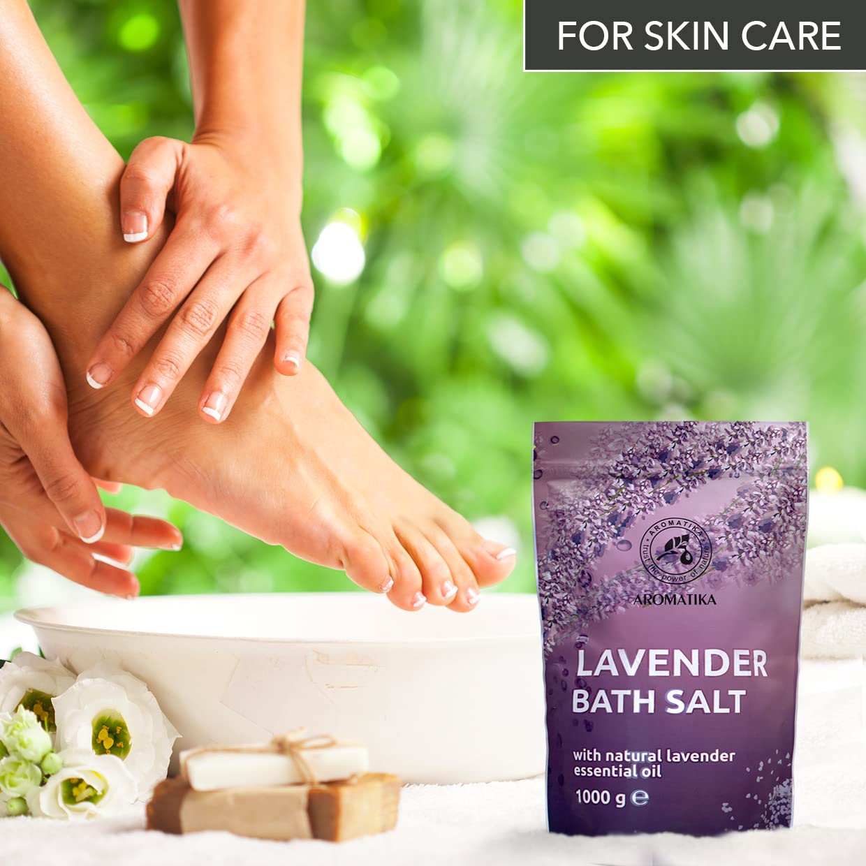 Sel de Bain Lavande 3x1000g - Sel de Mer avec Huile de Lavande Essentielle Naturel - Bon Sommeil - Soulagement du Stress - Beauté - Bain - Soin du Corps - Aromathérapie