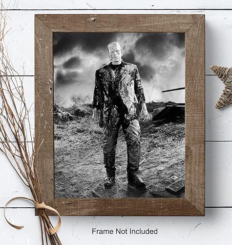 Miniatura 8 de Frankenstein - Póster decorativo de película de miedo de 8 x 10 pulgadas, póster de película de terror, arte rupestre de hombre divertido,
