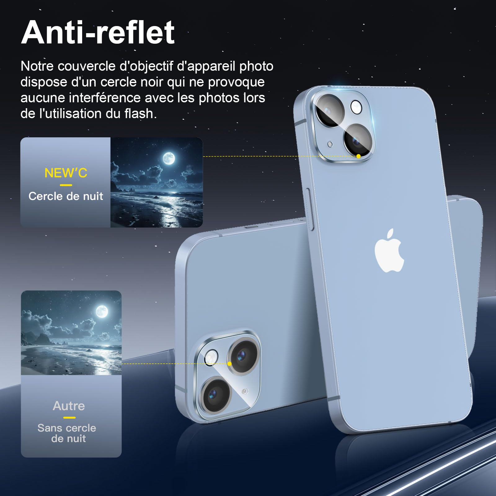 NEW'C Kit de 4, 2 x Verre Trempé Anti-Espion pour iPhone 14 (6,1 Pouces) et 2 x Protection Caméra Arrière - Ultra Résistant - Dureté 9H Glass- Angle de Confidentialité 28 Degrés Amélioré