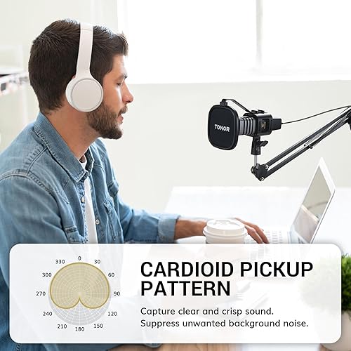 Miniatura 4 de TONOR TC30+ - Kit de micrófono USB, grabación de podcasts para PC, condensador cardioide, juego de micrófono para computadora, juegos, transmisión,