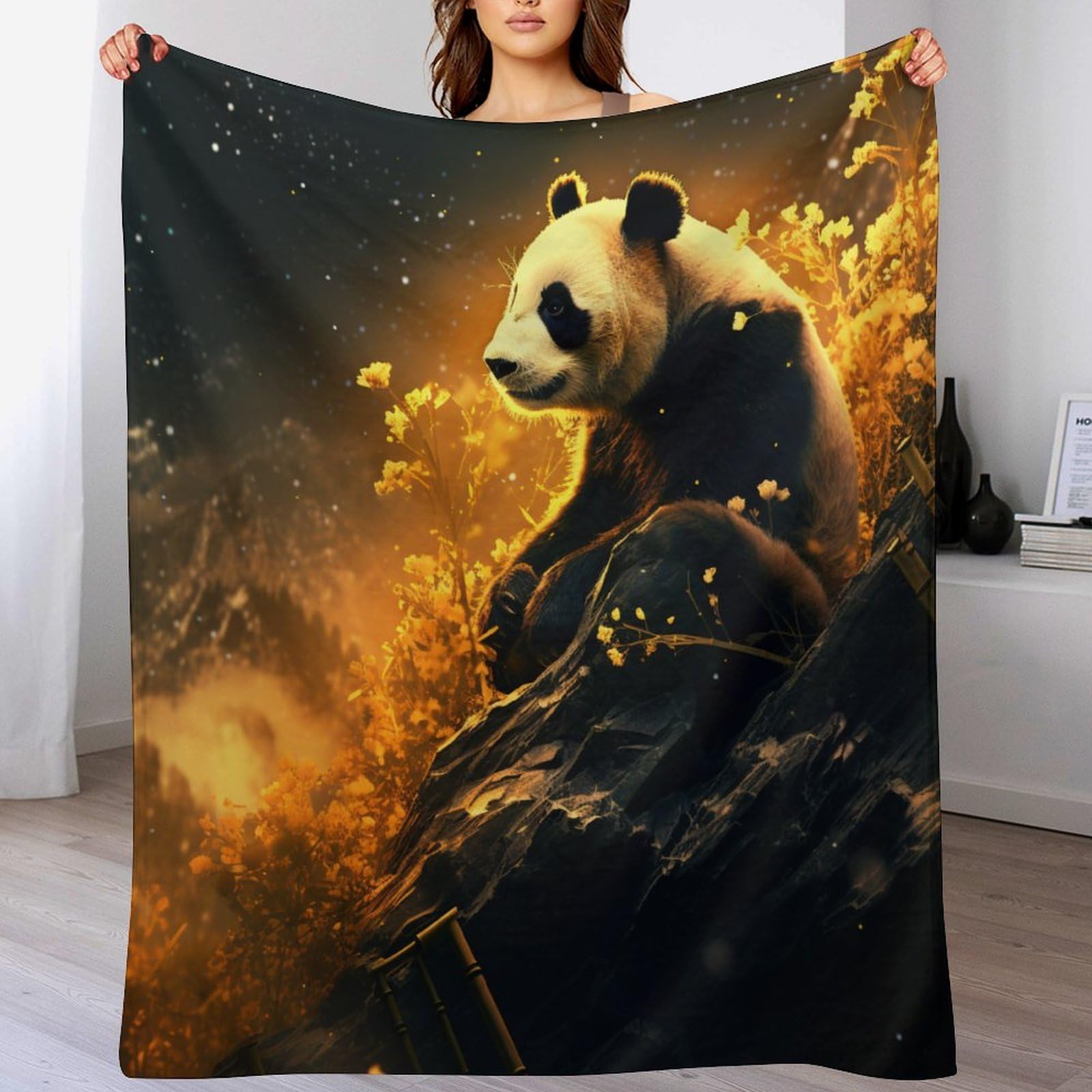 Manta de sofá de franela polar gris Panda 140x180 cm para salón