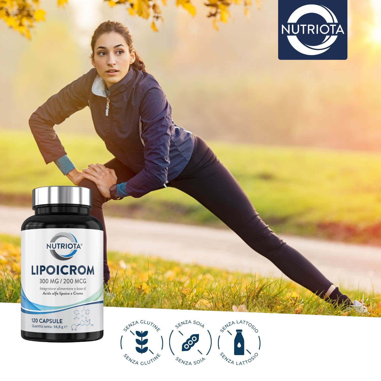 Nutriota Acido alfa lipoico 300 mg con cromo picolinato 200 mcg 120 capsule integratore alimentare