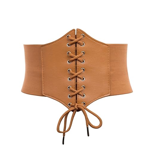 GRACE KARIN Corset Belt for Women Lace up, Renaissance Faire Pirate Accessories, Leather Elastic Waist Cincher