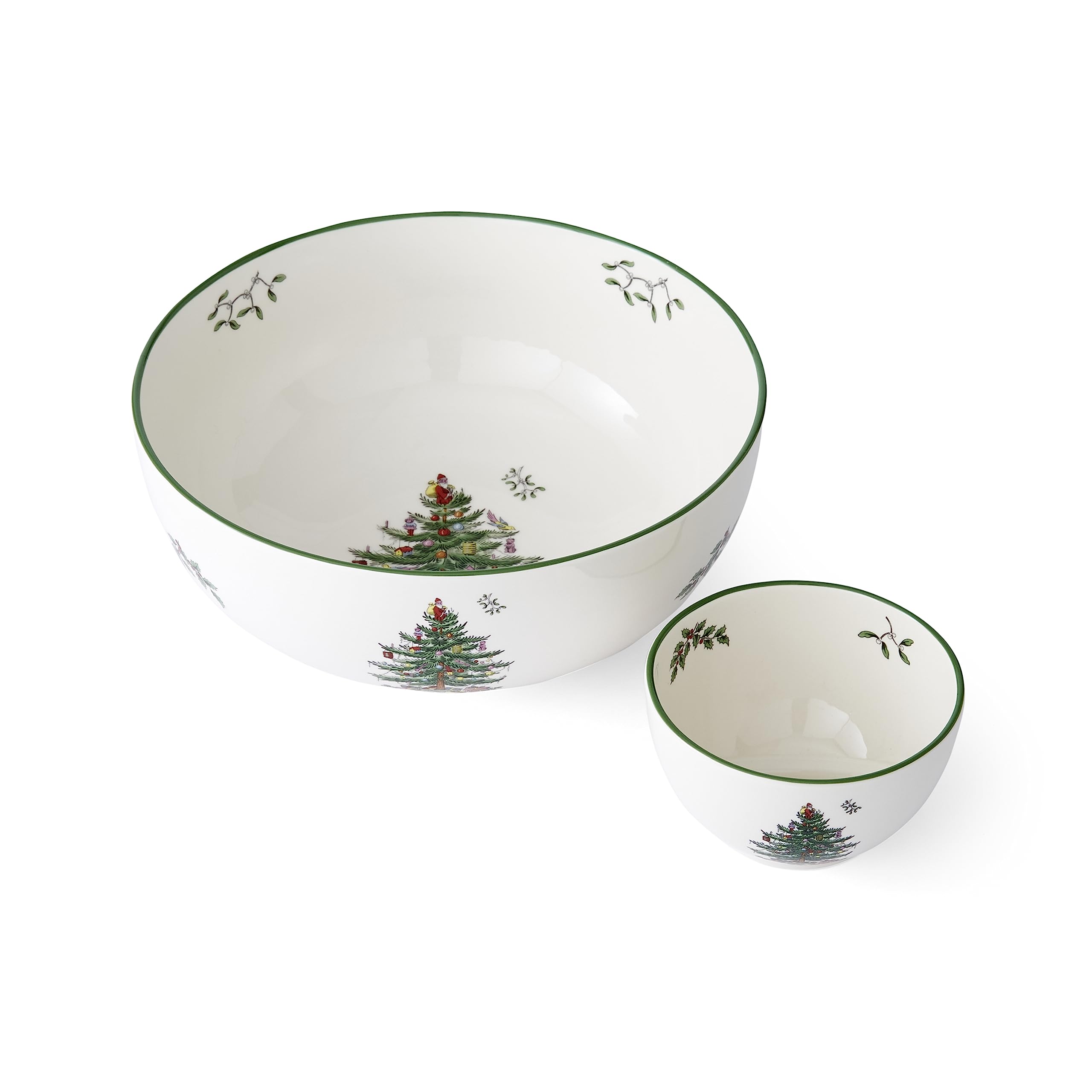 Spode Weihnachtsbaum-gestuftes Chip- und Dip-Servierset – festliches 2-teiliges Set für den Urlaub und zum Servieren von Snacks – kultiges Weihnachtsbaummotiv – Porzellan –