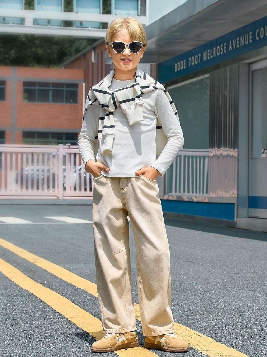 Haloumoning Boys Casual Straight Leg Baggy Jeans Kids Elastic Waist Loose Denim Pants with Pockets 5-14 Years - Image 3