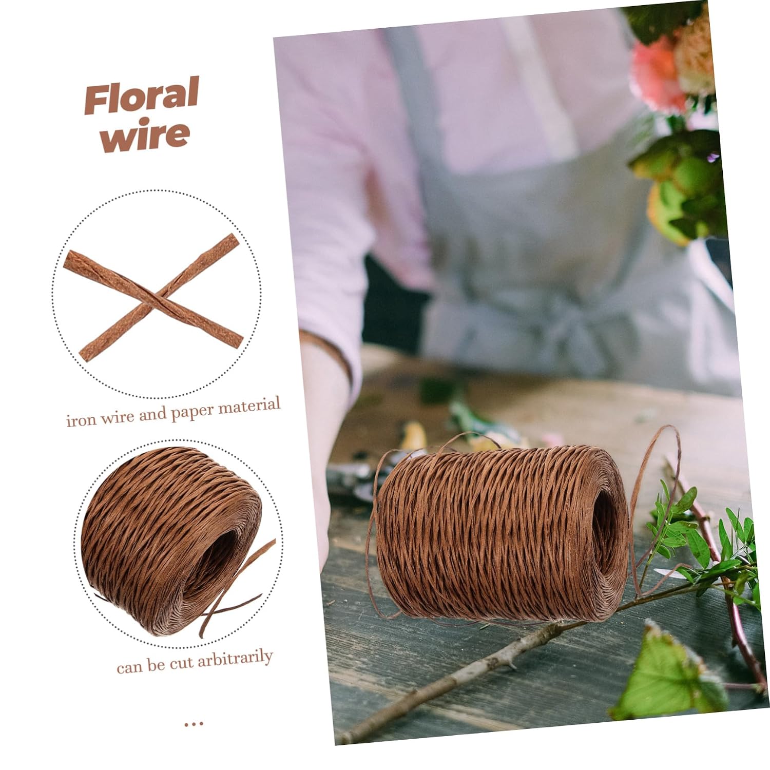 Metal Wire Roll Decorative Flower Wire Ideal for Christmas Centerpieces Floral Wrapping