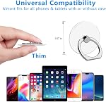 VOVIGGOL Cell Phone Ring Holder Stand 5 Pack, Transparent Phone Ring Holder Finger Kickstand 360° Degree Rotation Clear Phone Ring Grip Compatible with i Phone Cellphone Phone Case(Round)
