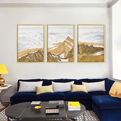 Miniatura 5 de Cartel de la naturaleza Cuadros abstracta del paisaje del pájaro de la montaña de la nieve. Impresiones en lienzo Arte de la pared para la