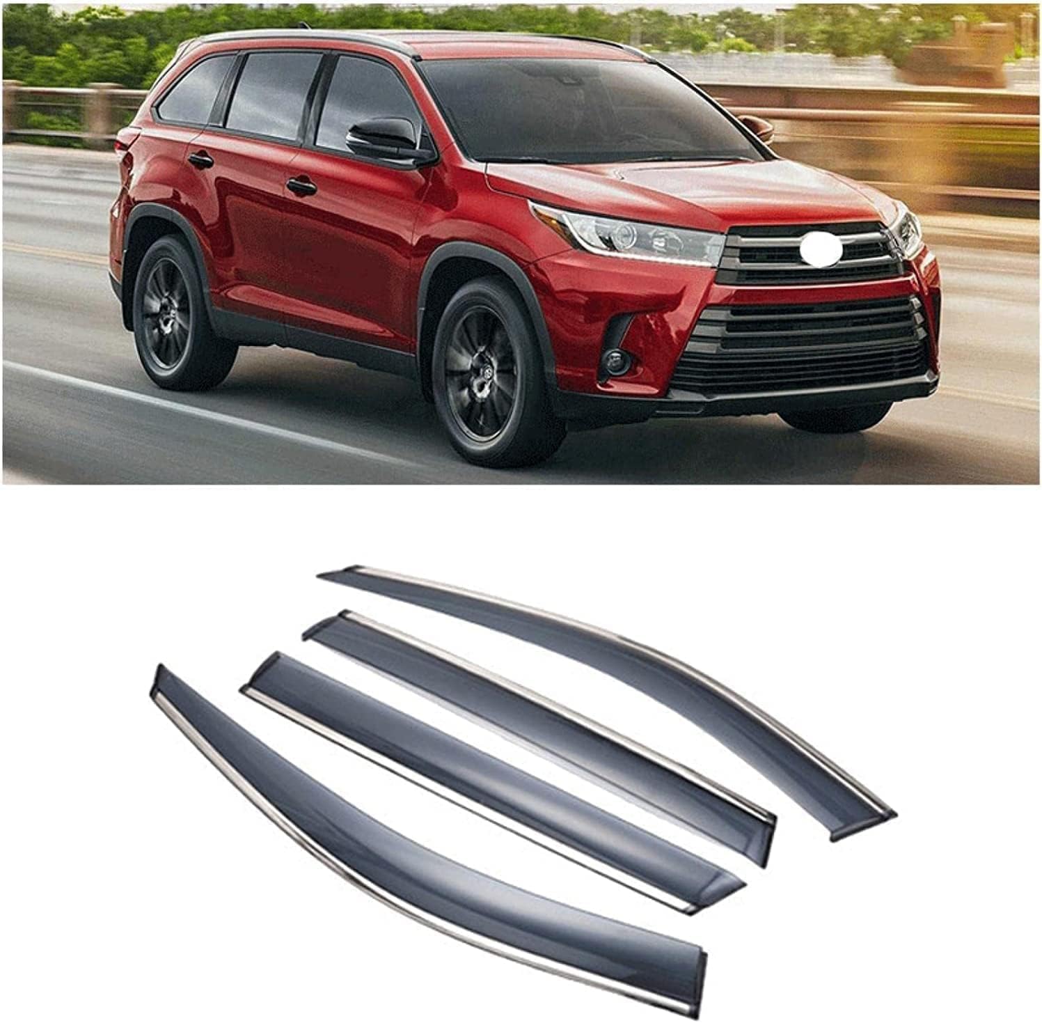 PANXUC Car Wind Deflectors for Highlander 2015-2020, Side Window Wind Rain Deflector Window Visor Sun Rain Guard Smoke Guards
